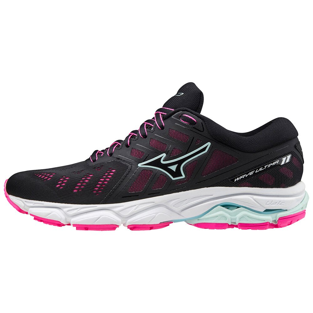 Mizuno Women's Running Shoes Wave Ultima 11 Black/Light Turquoise/Pink - UMLZIKV-56